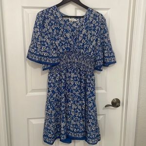 Max Studio blue floral tiered ruffle boho dress